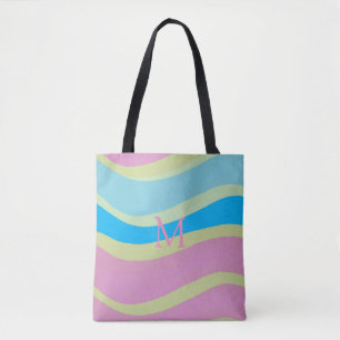 Modern design för monogrammad Rosa Blue Gult Tygkasse