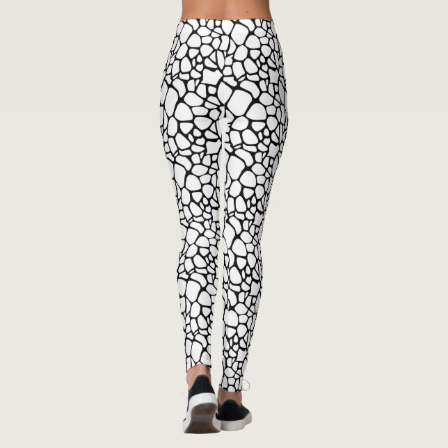 Modern design för svarta och vita krackar leggings (Baksida)