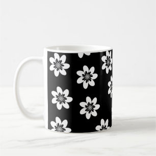 Modern design för svartvit Blommigt Kaffemugg