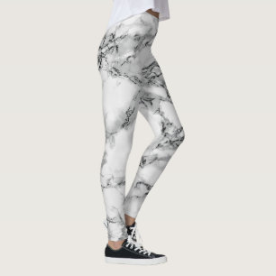 Modern design för vita marmorbalar leggings