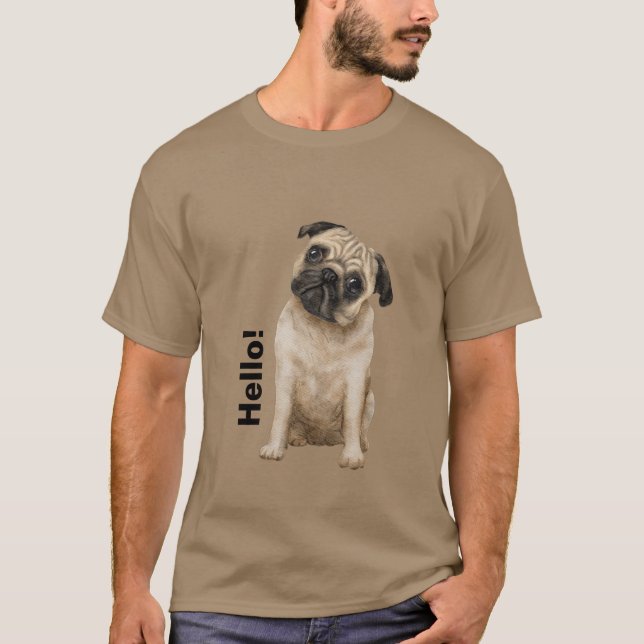Modern design Hej Bulldog manar beige T Shirt (Framsida)