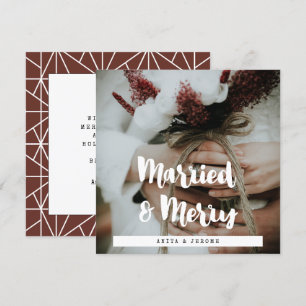 Modern design Married and Merry newlyweeps-foto Julkort
