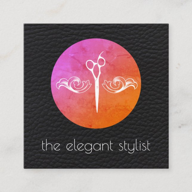 Modern design med bakgrundsStylist i läder Fyrkantigt Visitkort (Framsida)