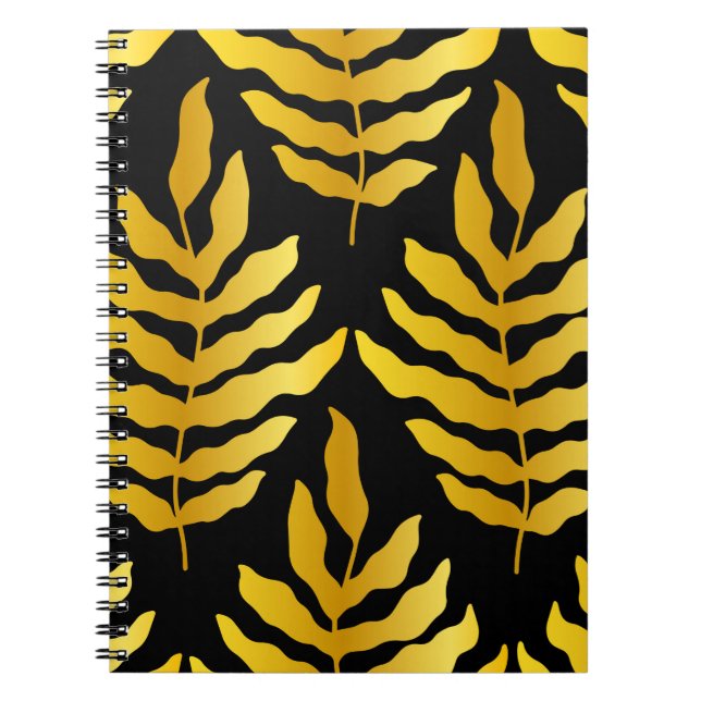 Modern design med löv. Tropiska löven guld Anteckningsbok (Framsidan)