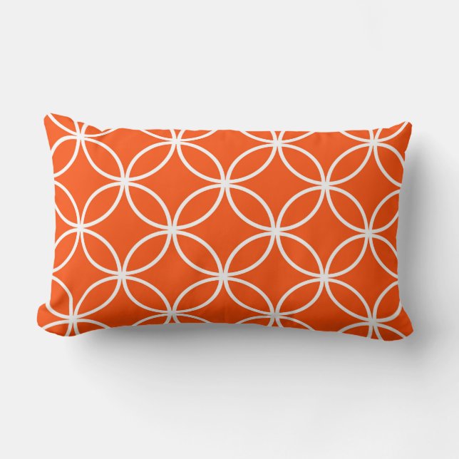Modern design överlappande cirklar i orange lumbarkudde (Framsida)