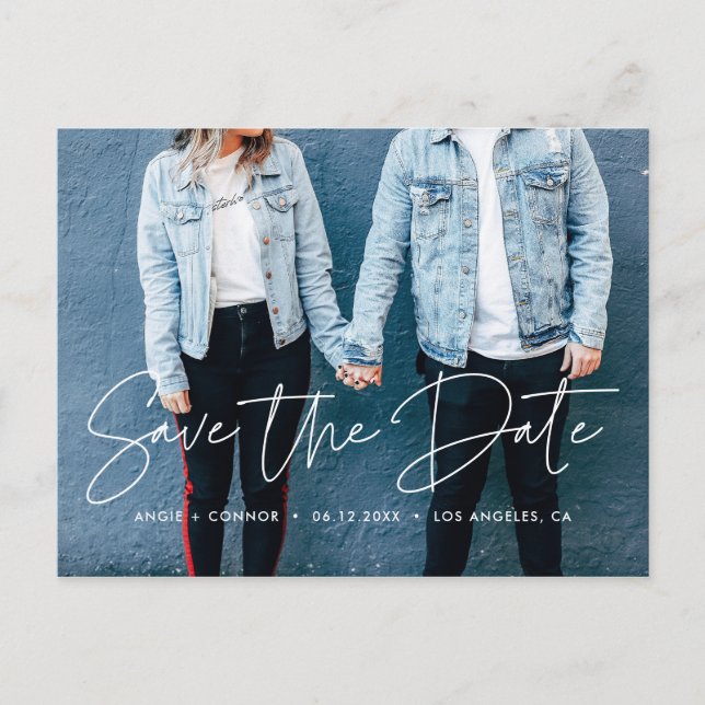 Modern design Spara datumfoto Meddelande Vykort (Framsida)