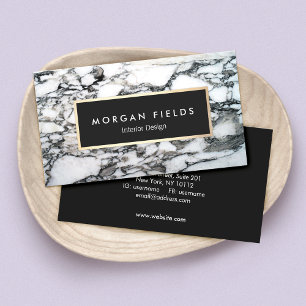 Modern Designer Black and White Marble Stone Visitkort