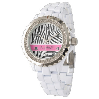 Modern designer personlig zebra rand Dam Armbandsur