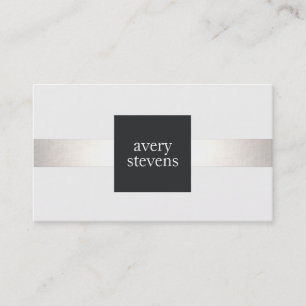 Modern Designer Silver Stripe Black and White Visitkort