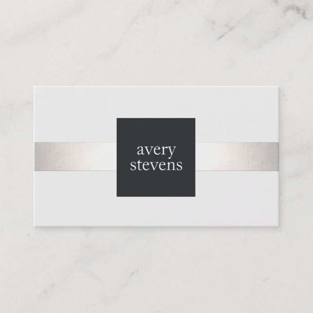 Modern Designer Silver Stripe Black and White Visitkort (Framsida)