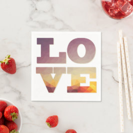 Modern designfärgad kärlek-text med solnedgång pappersservett