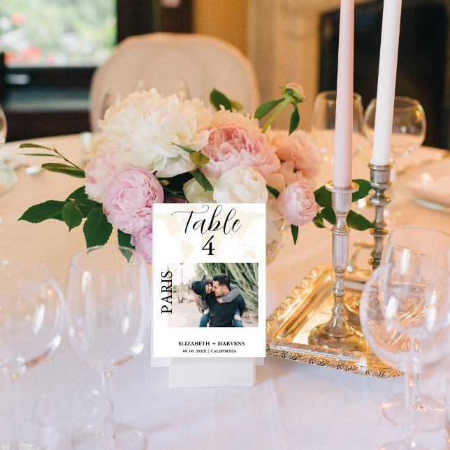 Modern destination, resetema bröllop bordsnummer (Skapare uppladdad)