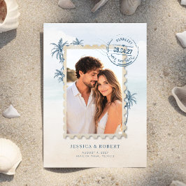 Modern Destination Wedding Photo Save The Date Inbjudningar