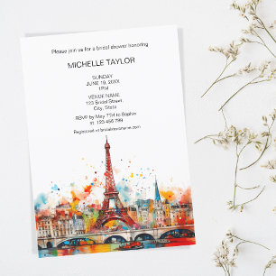 Modern Destinationsbröllop Paris Eiffel Torn Inbjudningar