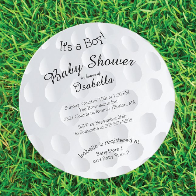 Modern Det är en pojk Golf Boll Baby Shower-inbjud Inbjudningar (Skapare uppladdad)