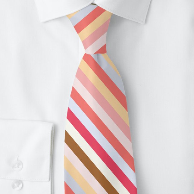 Modern diagonal Muted Candy Rand Slips (Modern muted diagonal candy stripe neck tie)