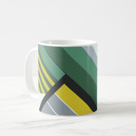 Modern diagonal Rand i Grönt, Gult och Grått Kaffemugg