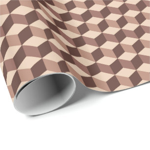 Modern diagonalrutnät, Taupe, Brown och Beige Presentpapper