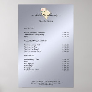 Modern Diamant Blomster Prislista Affisch