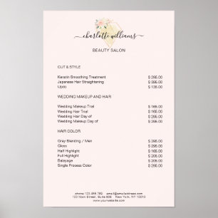 Modern Diamant Blomster Prislista Affisch