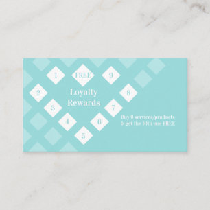 Modern Diamond Heart Loyalty Rewards Aqua Blue Visitkort
