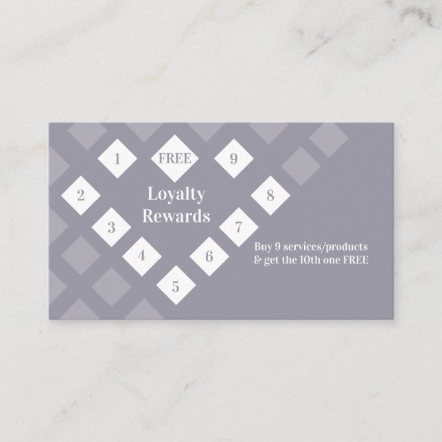 Modern Diamond Heart Loyalty Rewards Grått Lilac Visitkort (Framsida)