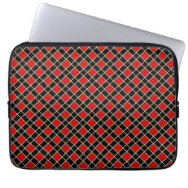 Modern Diamond Mönster i Black och Red Laptop Fodral