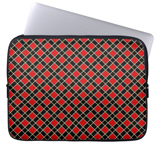 Modern Diamond Mönster i Black och Red Laptop Fodral (Framsidan)
