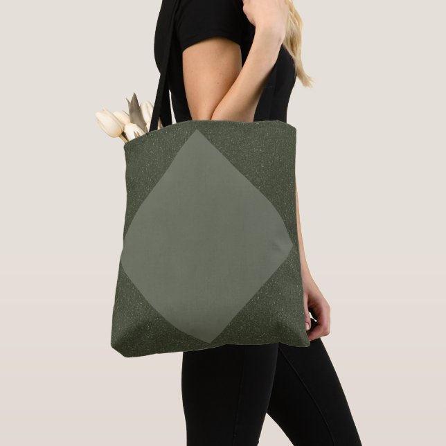 Modern Diamond Moss Grönt Tote Tygkasse (Närbild)
