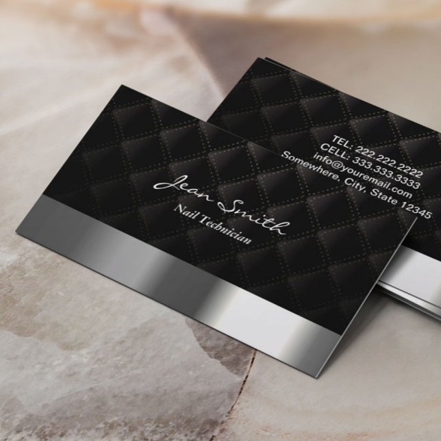 Modern Diamond Quilt Nail Technician Visitkort (Skapare uppladdad)
