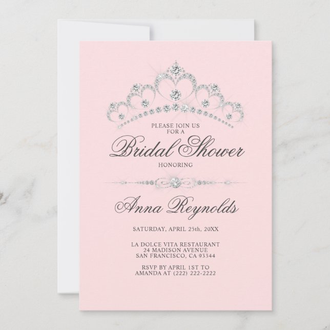 Modern Diamond Tiara MÖHIPPA Rosa Budget Inbjudningar (Framsida)