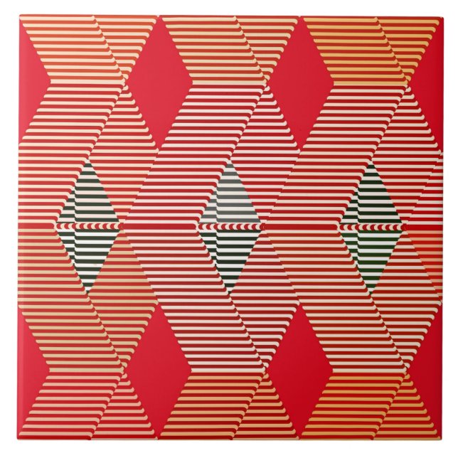 Modern Diamond Warp Print, Coral Orange Kakelplatta (Framsidan)