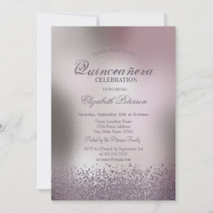 Modern Diamonds Rose Gold Metallisk Quinceañera Inbjudningar