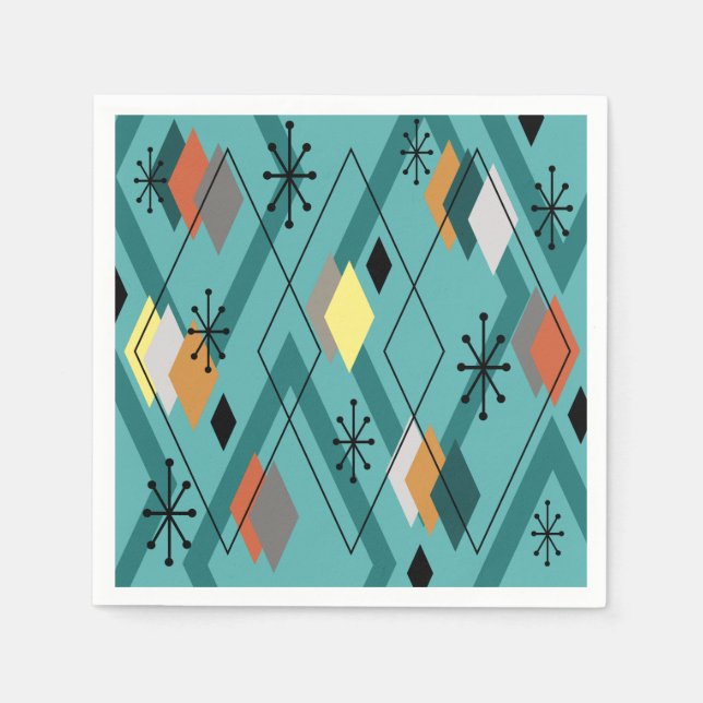 Modern Diamonds turkos i mitten av århundradet Pappersservett (Framsidan)