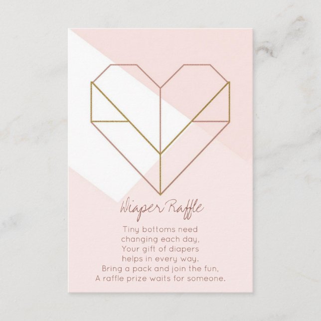 Modern Diaper Raffle Card – Abstract Heart Baby Tilläggskort (Framsida)