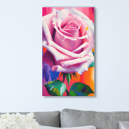 Modern Digital Art Single Bright Rosa ros Canvastryck