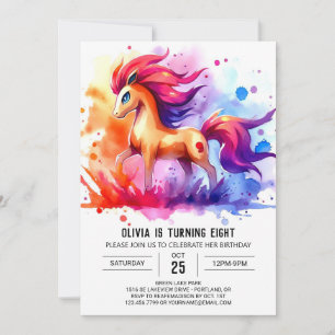 Modern Digital Horse Birthday Inbjudningar