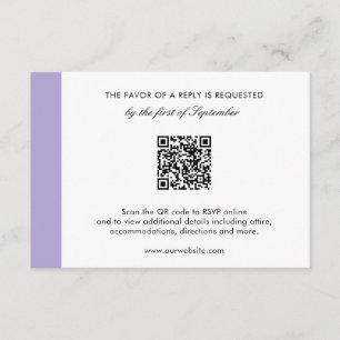 Modern Digital Lavender Lila QR-kod Bröllop OSA Kort