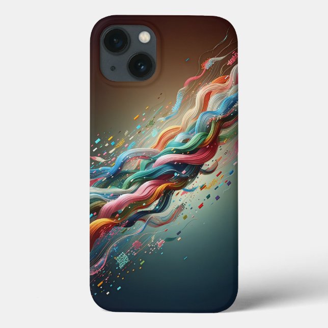 Modern Digital Ribbon Phone Case - Vibrant Rainbow (Baksida)