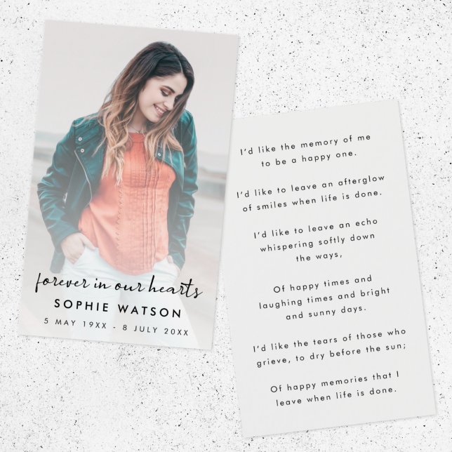 Modern Dikt för minnesfoto eller parkeringskort Visitkort (Skapare uppladdad)