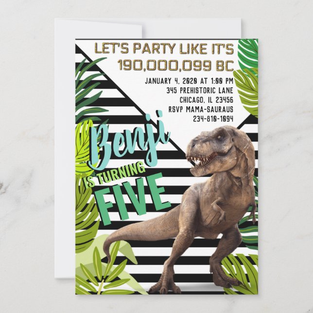 Modern Dinosaur Birthday Inbjudningar (Framsida)