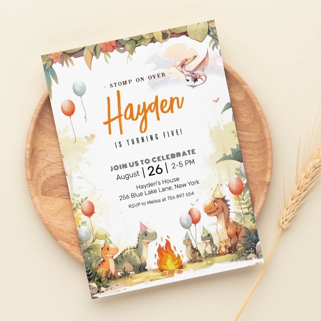 Modern Dinosaur Birthday Jurassic Dinosaur Party Inbjudningar (Skapare uppladdad)