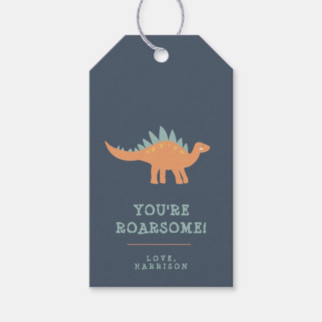 Modern Dinosaur Kids Personlig Gift-Märkre Presentetikett (Framsidan)