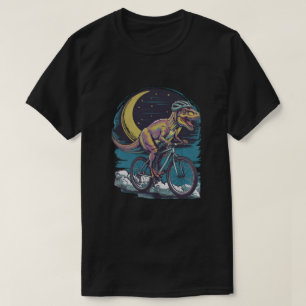 Modern dinosaur på en bike i Himmel med Måne-funny T Shirt