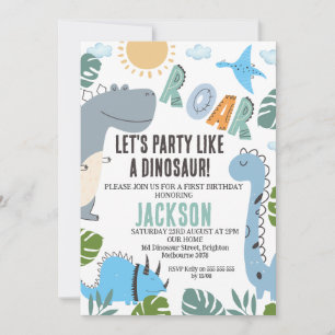 Modern Dinosaur Party 1:a födelsedagsinbjudan Inbjudningar