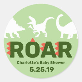 Modern Dinosaur ROAR Baby Shower Sticker Runt Klistermärke