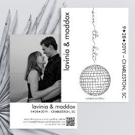 Modern Disco Black and White Photo QR-kod Bröllop Spara Datumet