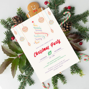 Modern Disco ljus Julafton Julgran Party Invi Inbjudningar