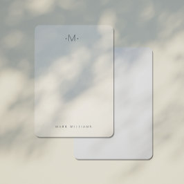 Modern diskret monogram initial & namn brevkort anteckningskort