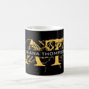 Modern Distress Black & Guld Monogrammed Kaffemugg